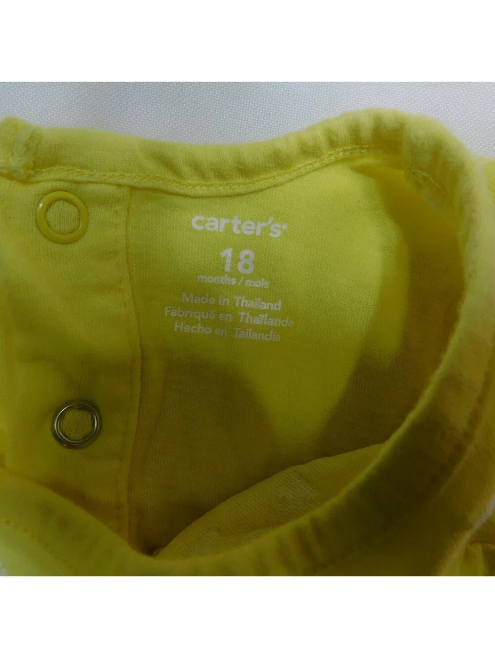 Carters Baby Girls 18 Months Yellow Romper Embroidered Floral White Flowers One